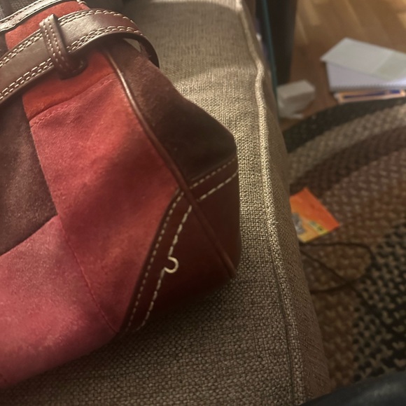 Coach Red and Brown Patchwork Shoulder Bag - Picture 4 of 5